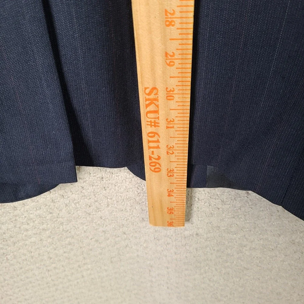 Towncraft Suit Mens 44L‎ Blue Red Striped Wool Blend 2 Piece Pants Pleated 35x34